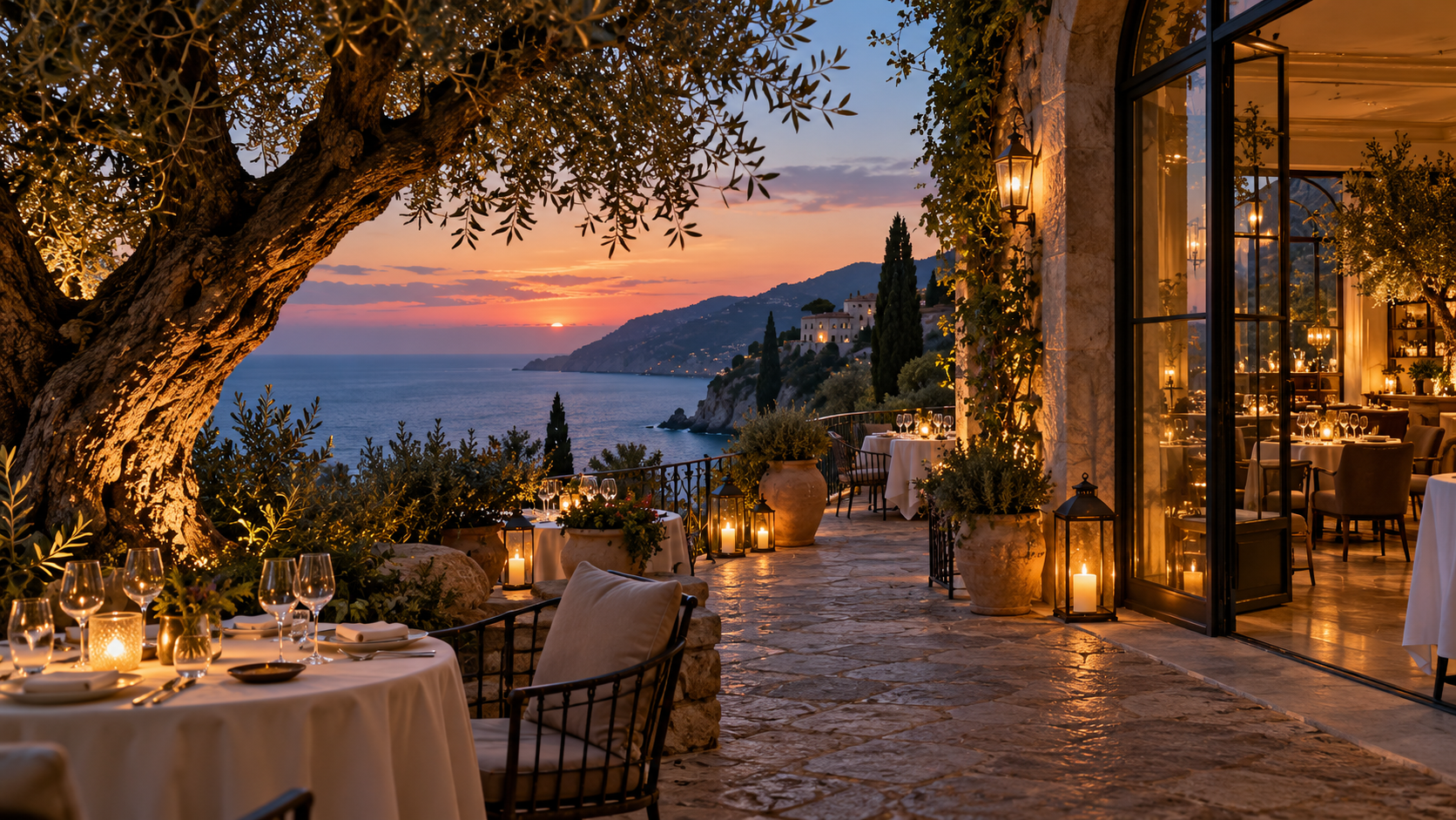 Terrasse du restaurant face à la Méditerranée