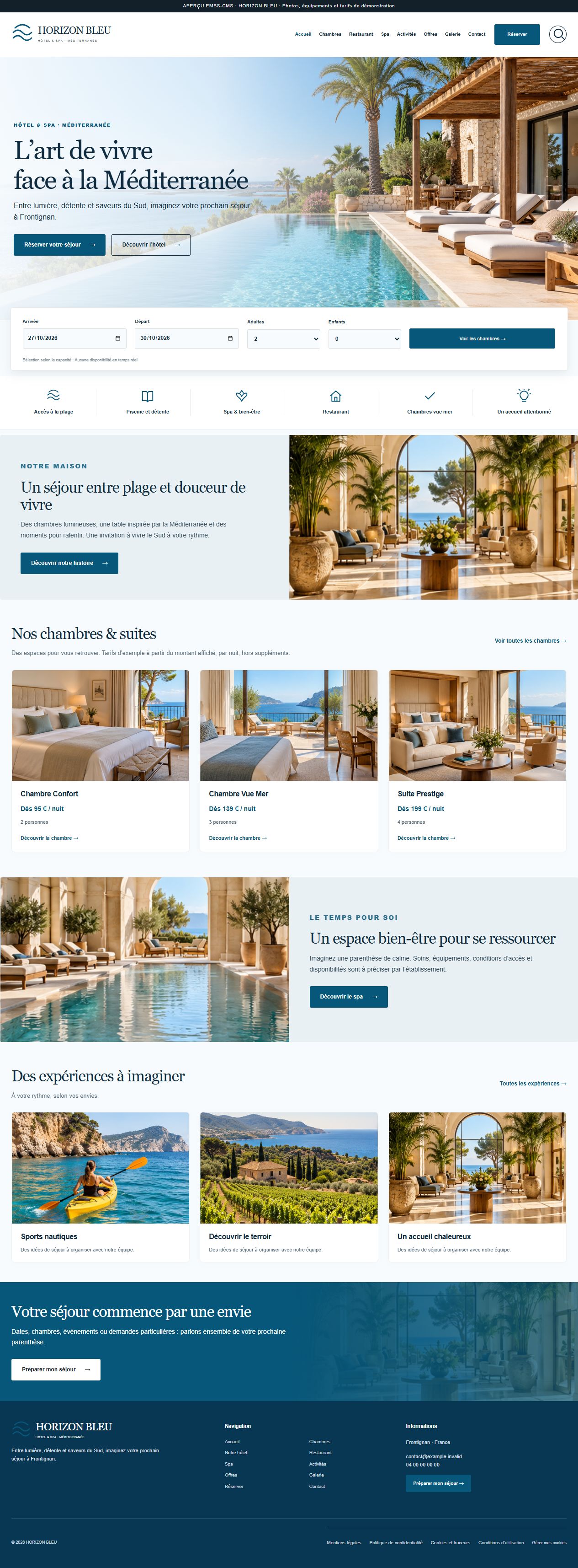 HORIZON BLEU — Hôtel & séjour