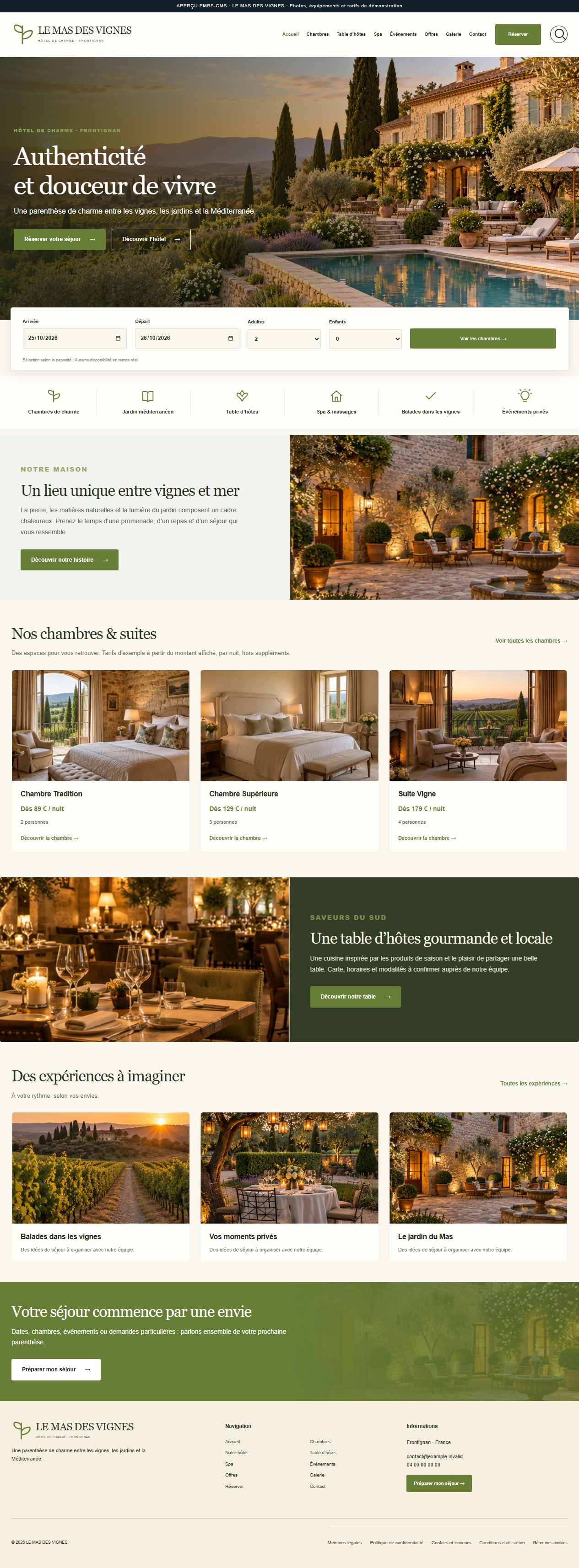 LE MAS DES VIGNES — Hôtel & séjour